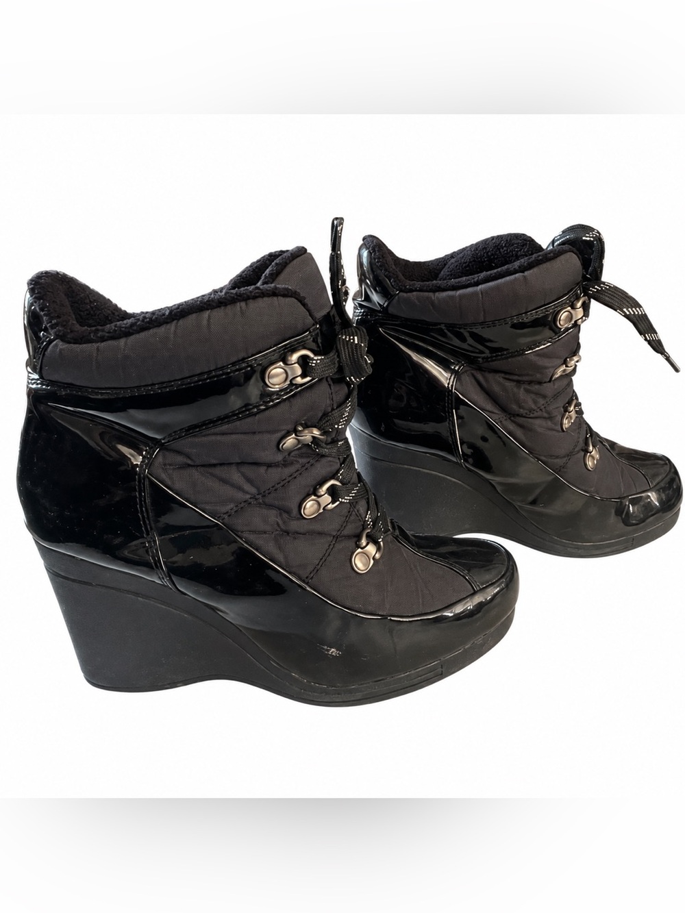 Y2K BEBE Quilted Wedge Booties